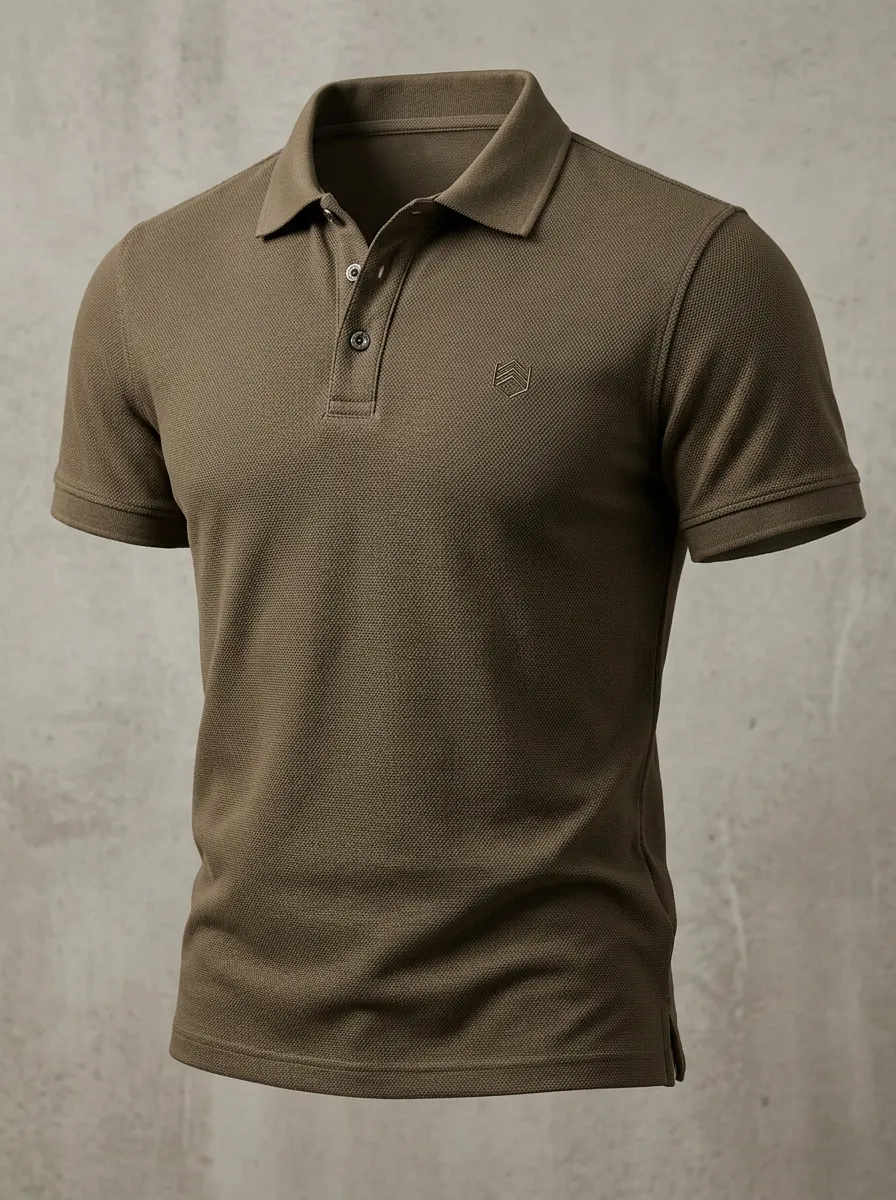 Geometric-Detail Embroidered-Detail Men's Polo Shirt