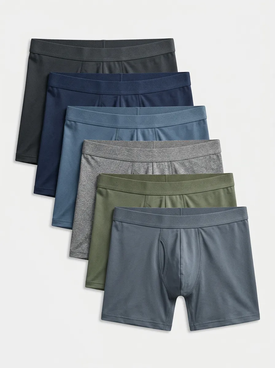 Men's Solid Basic Comfortable Heathered Texture 6-Pack Boxer Briefs