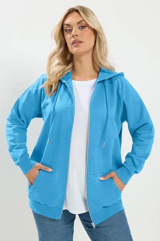 Blue Zip Through Raglan Hoodie