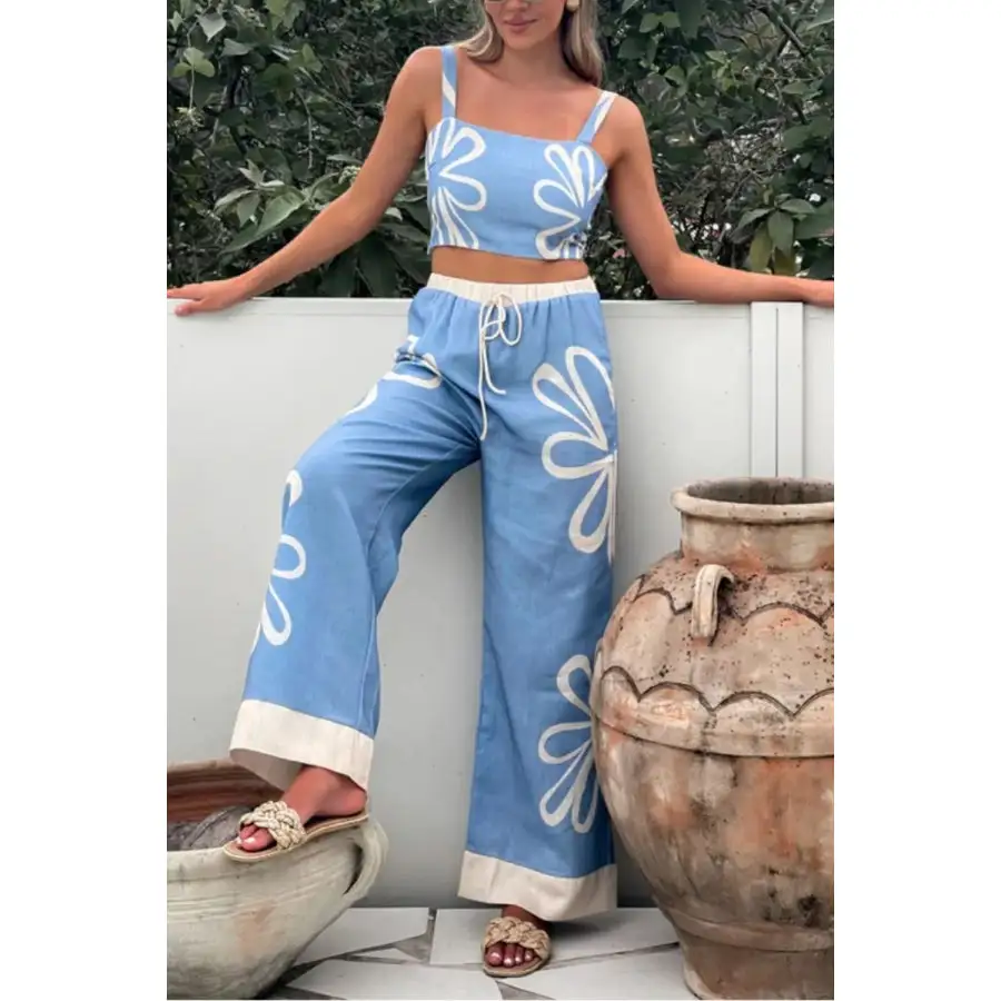Smocked Square Neck Cami and Pants Set