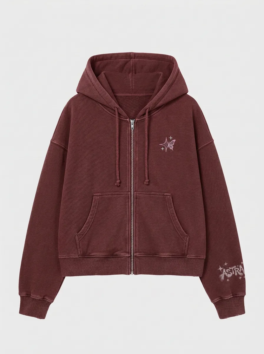 Unisex Streetwear Y2K Butterfly Star Printed Zip-up Hoodie