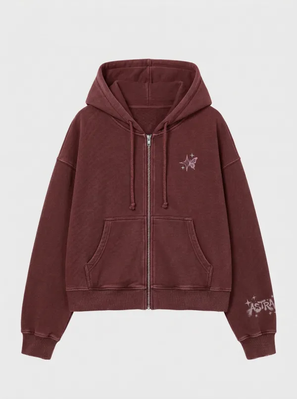 Unisex Streetwear Y2K Butterfly Star Printed Zip-up Hoodie