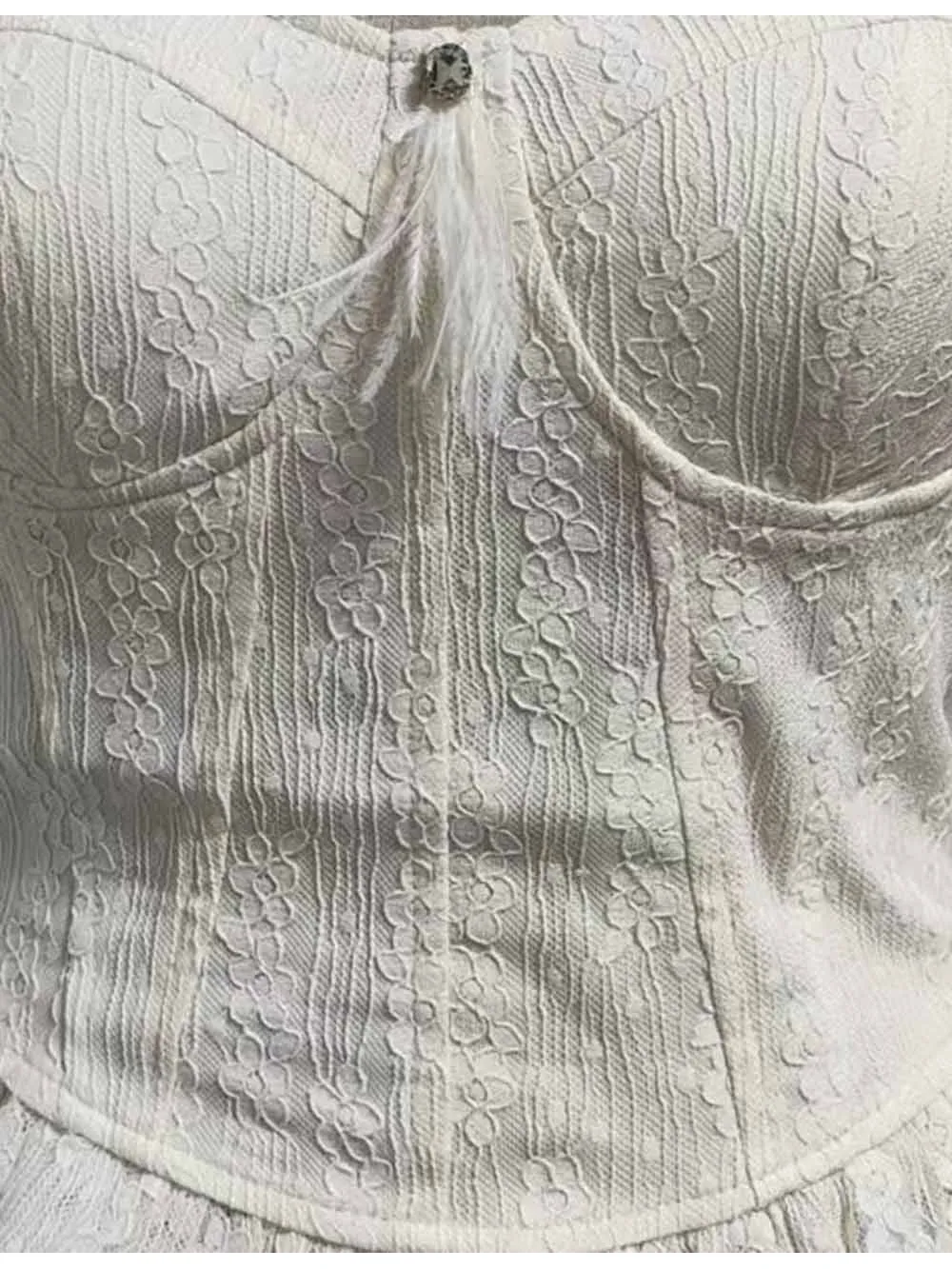 Jacquard Corset Ruffle Hem Cami Top
