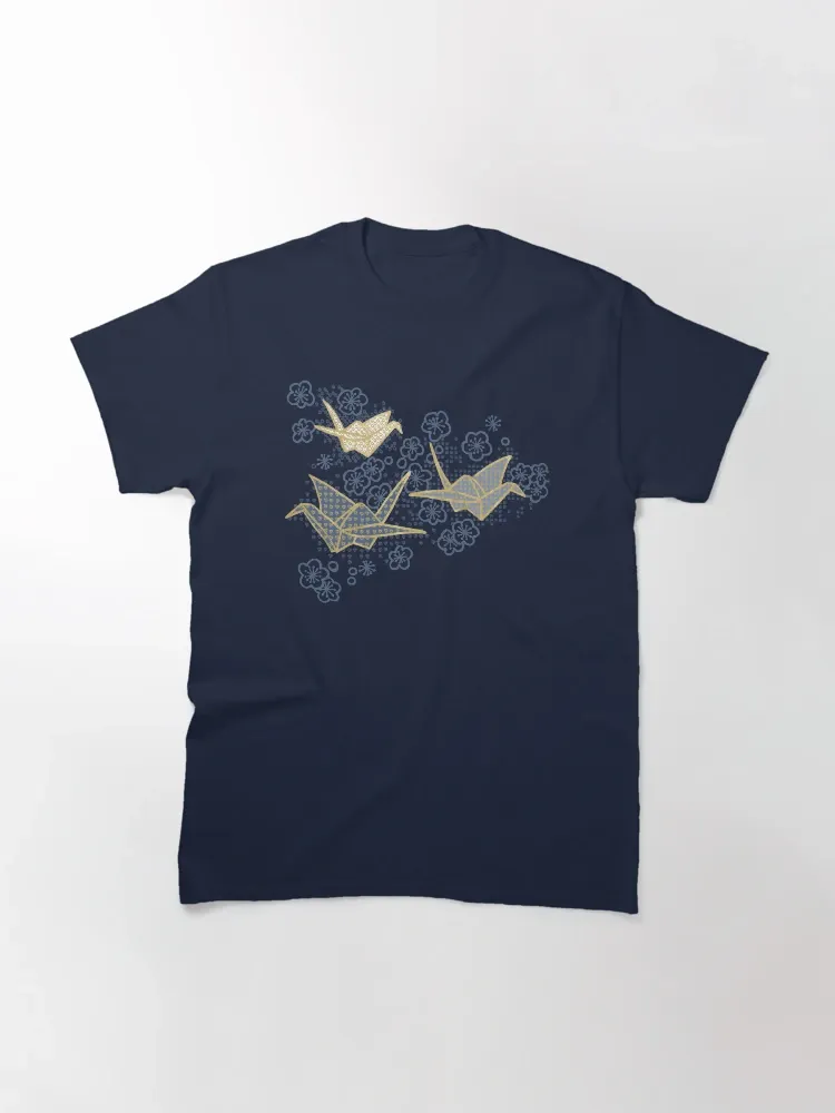Women's Casual Cultural Origami Print Crew Neck Short-Sleeve T-Shirt