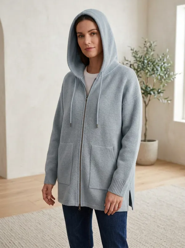Layering Knit Hooded Cardigan Jacket