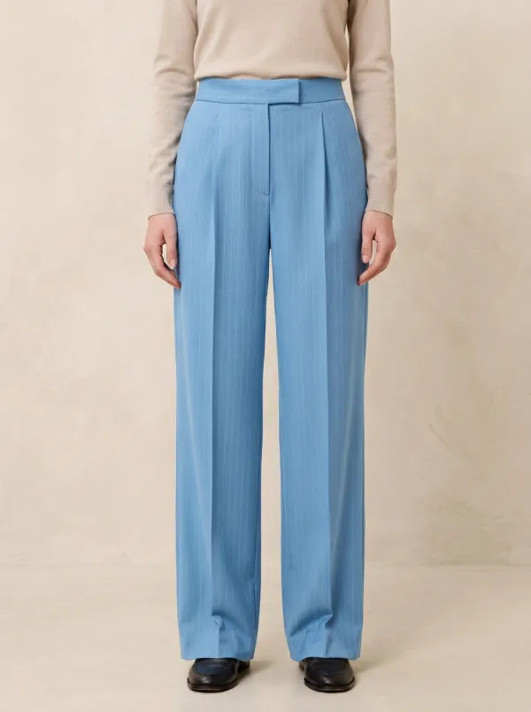 Relaxed Pinstripe High Rise Wide Leg Pants