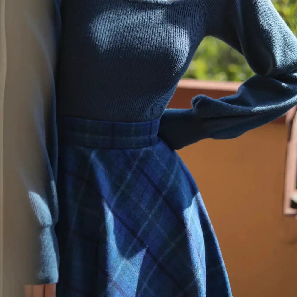 Modern Textured Everyday Casual Checked Skirt