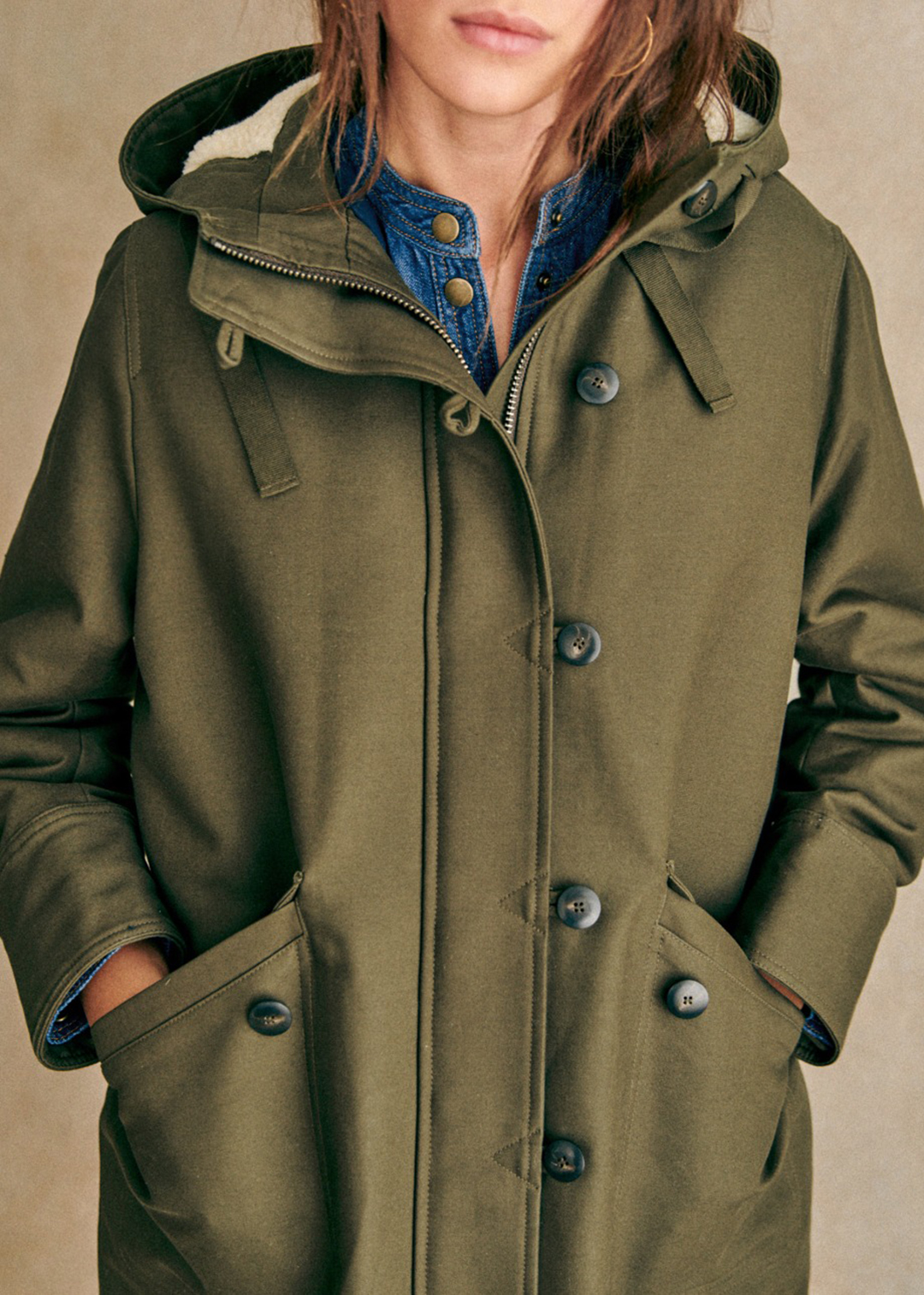Military Green Quilted Hooded Parka