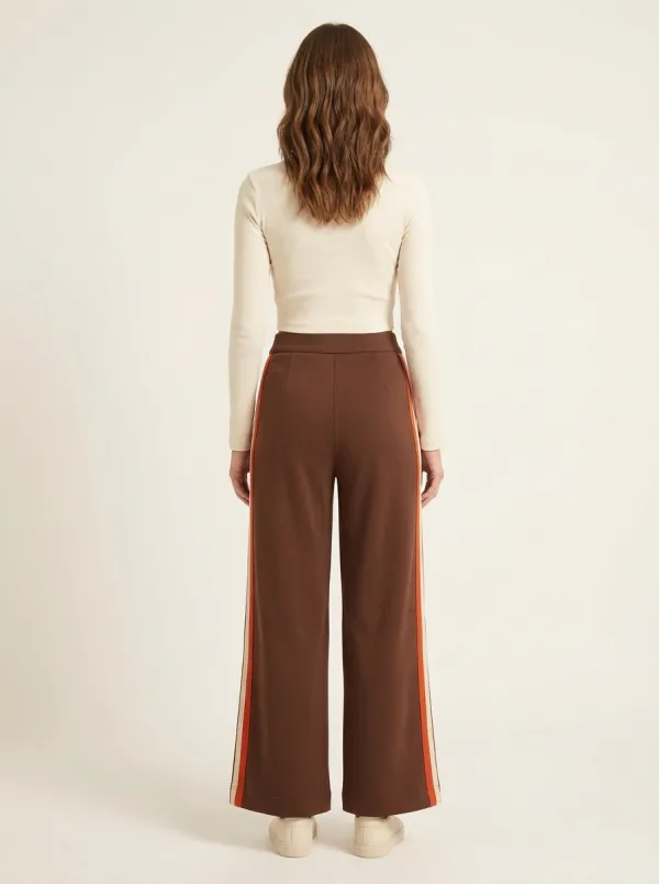 Women's High-Rise Slant-Pocket Triple-Stripe Wide-Leg Trousers