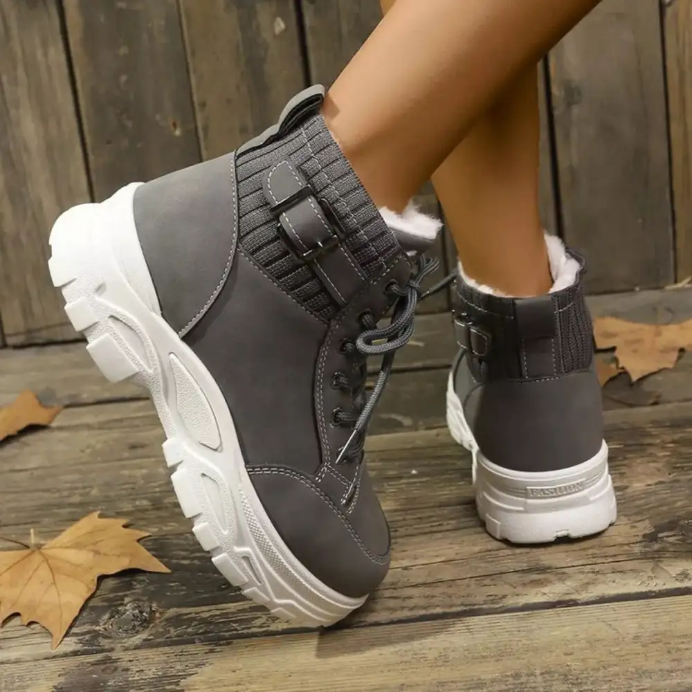 Plush Lining Lace-Up Boots
