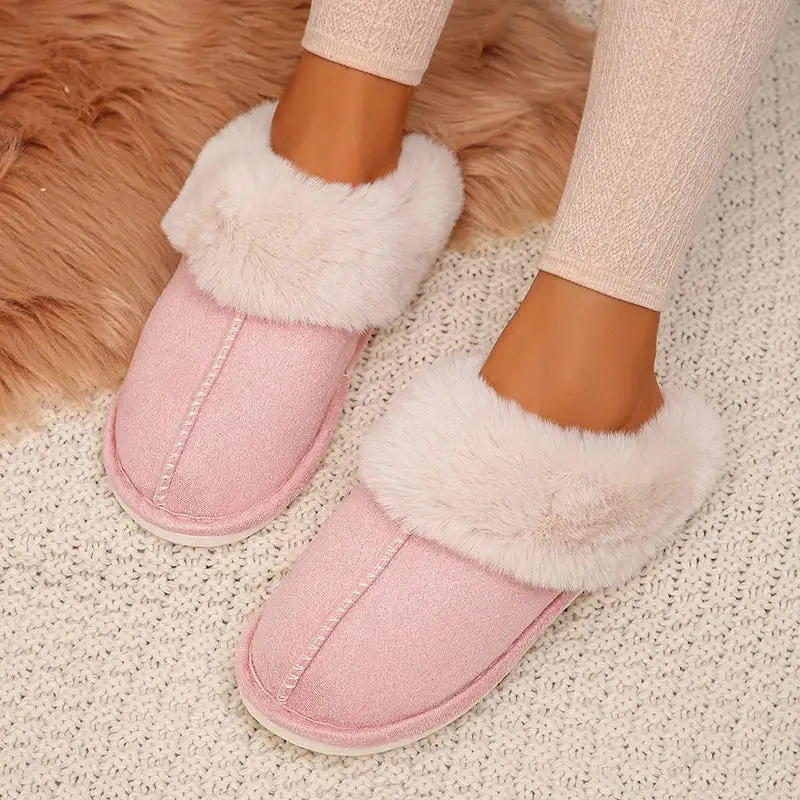 Faux-Suede Suede Plush-Lined Indoor Slippers