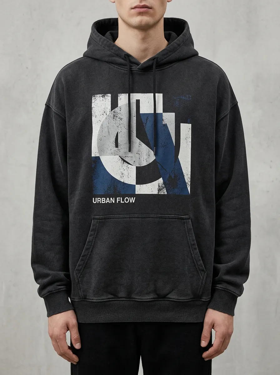 Patterned Geometric Men's Graphic Hoodie