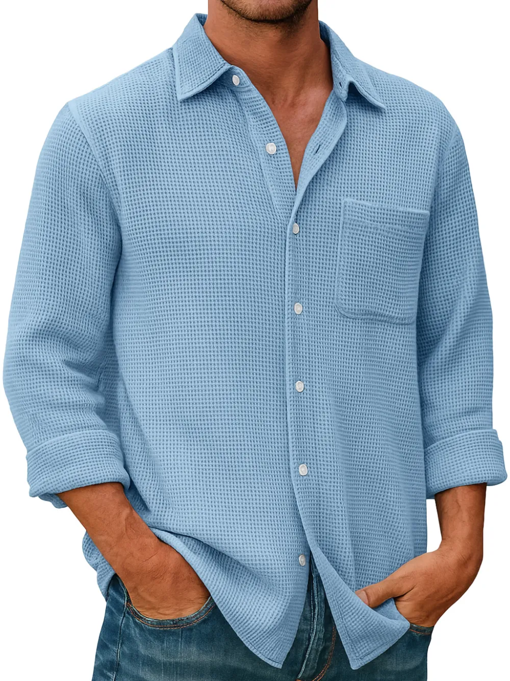 Textured Knit Pocket Shirt