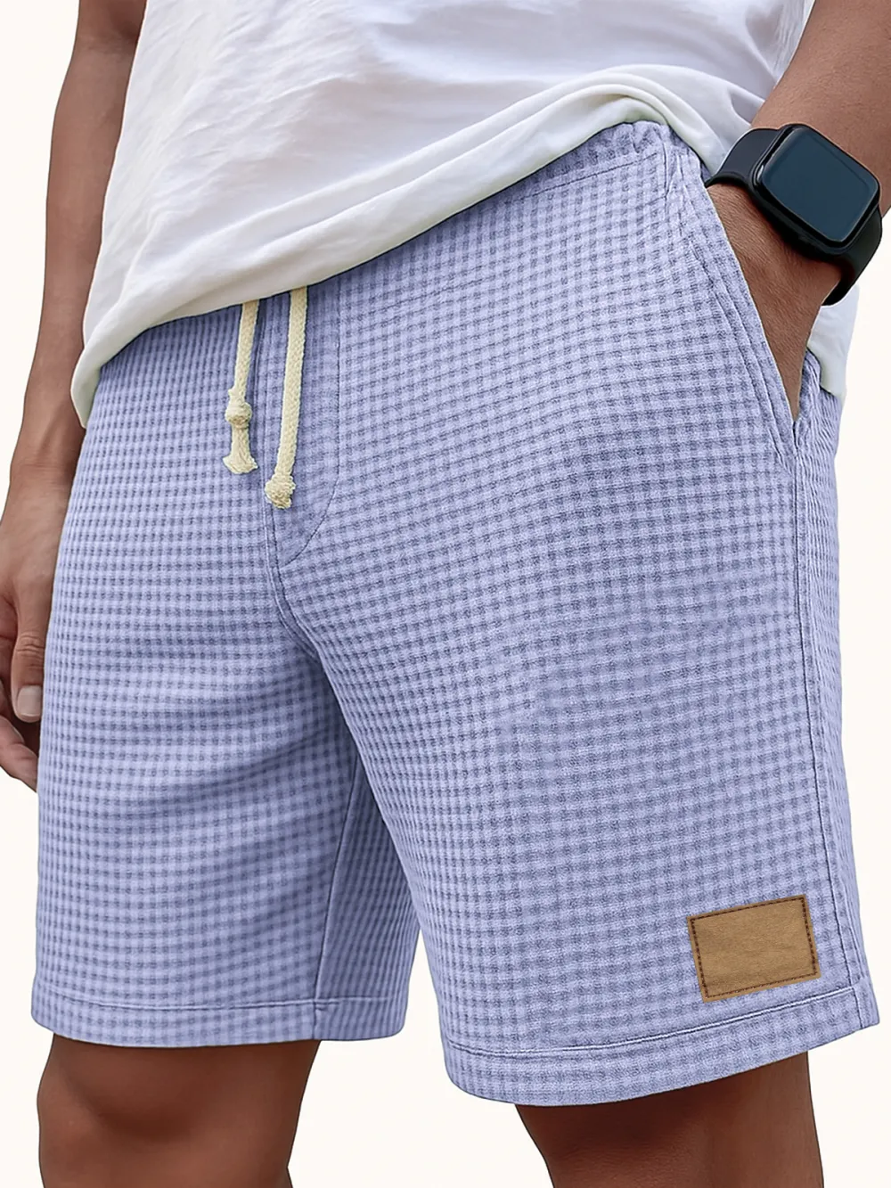 Textured Knit Seamed Detail Relaxed Shorts