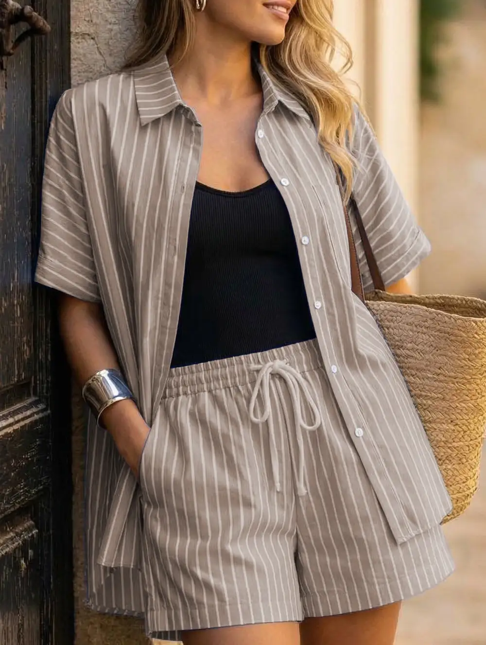 Stripe Shirt Set