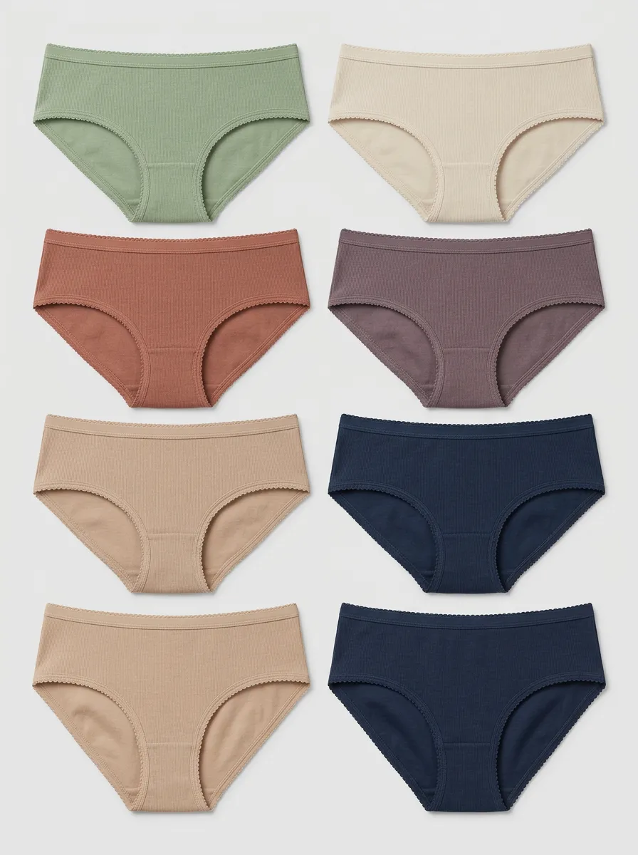 Women's Minimalist Scalloped Edge Ribbed Mid-Rise Briefs 6-Pack