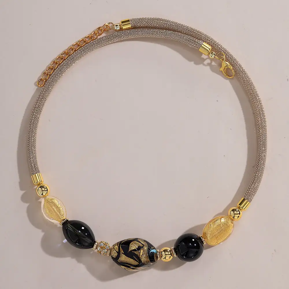 Classic Glass Beaded Collar Statement Necklace