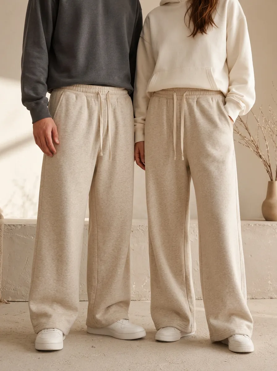 Unisex Drawstring Active Wide-Leg Track Pants