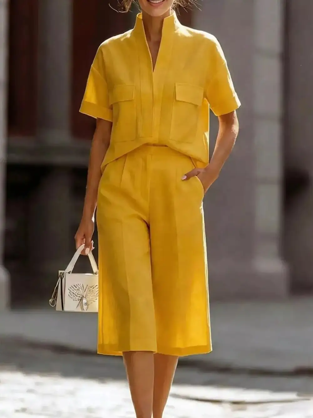 Full Size Short Sleeve Top and Wide Leg Pants