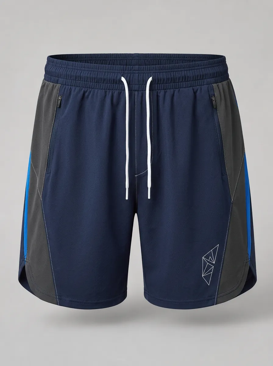 Men's Athletic Geometric Logo Printed Shorts