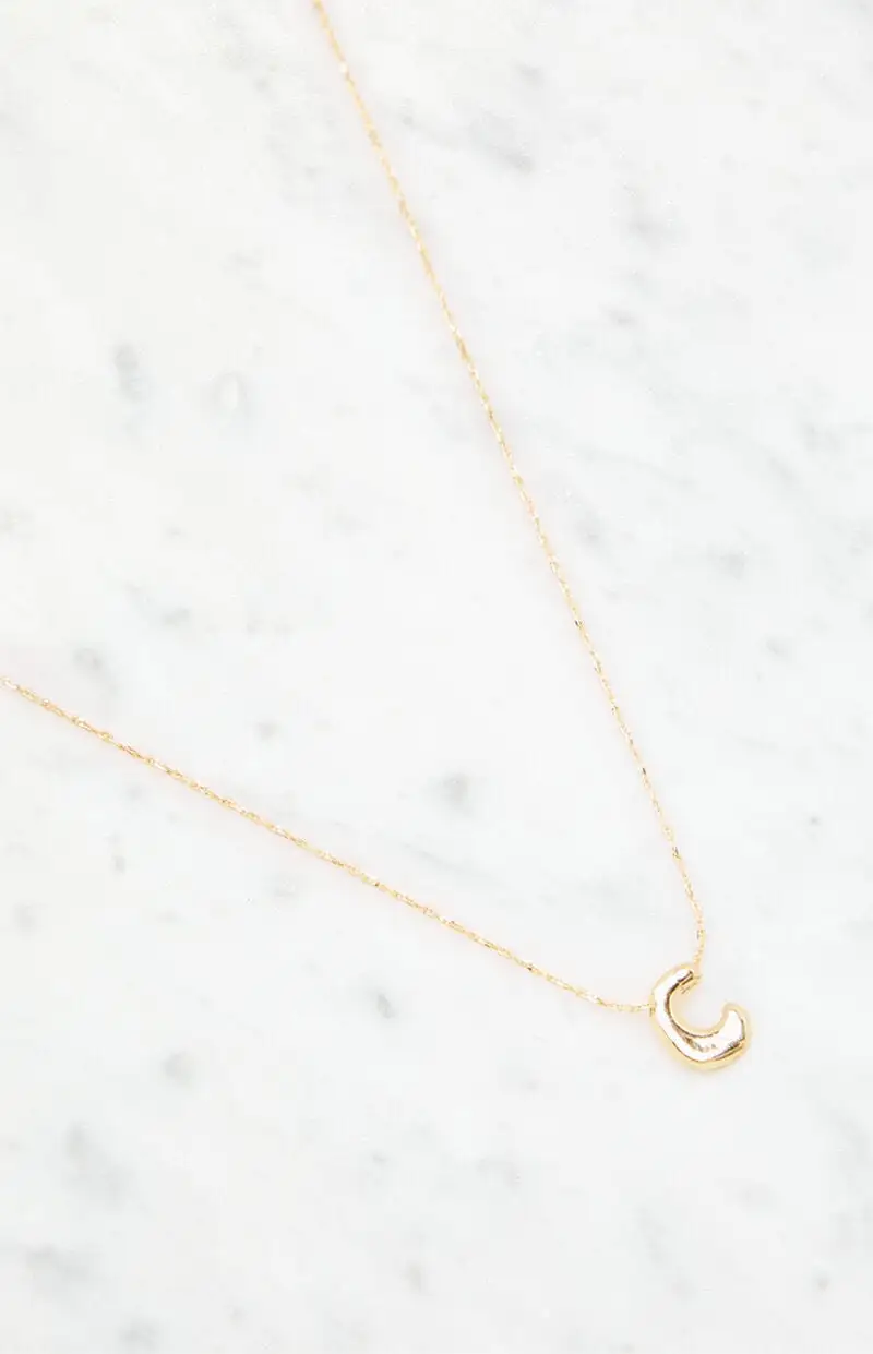 LA Hearts C Initial 14K Gold Plated Necklace
