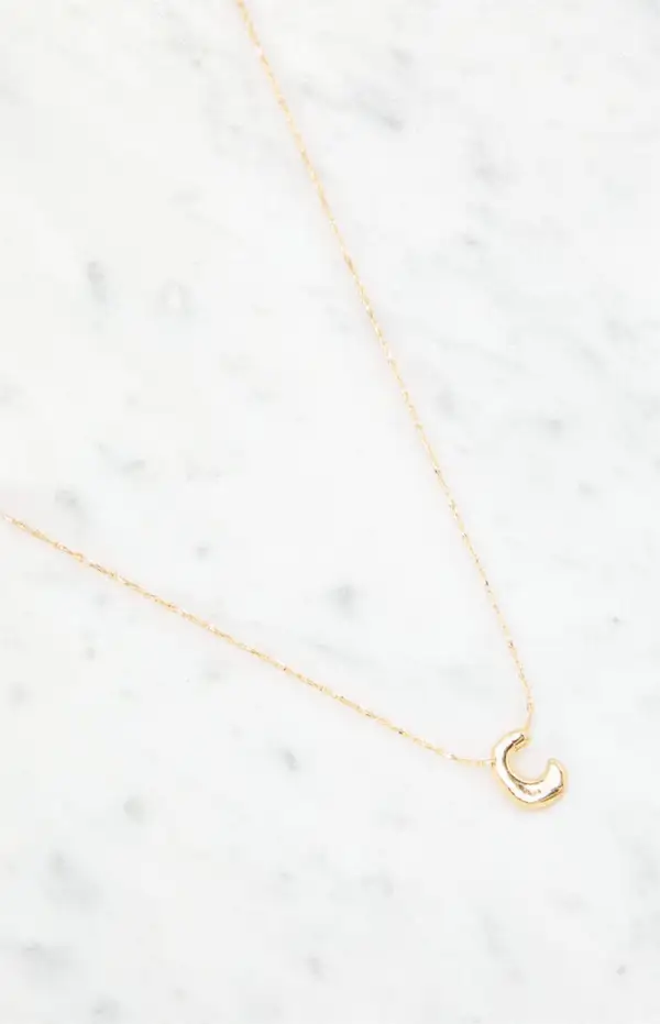 LA Hearts C Initial 14K Gold Plated Necklace