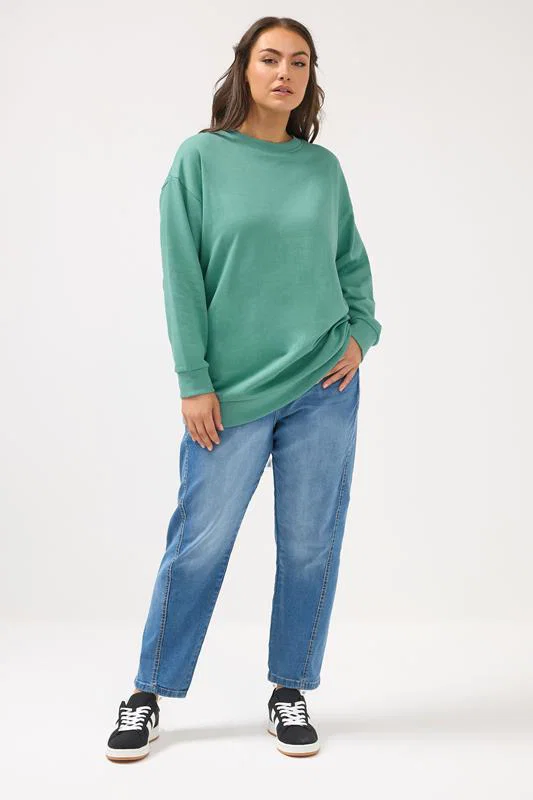 Teal Blue Crew Neck Sweatshirt detail 1