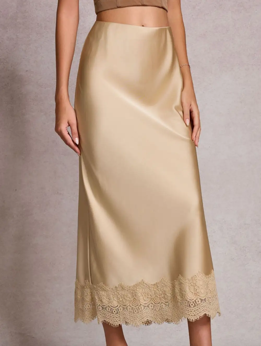 Lace Satin Bodycon Skirt