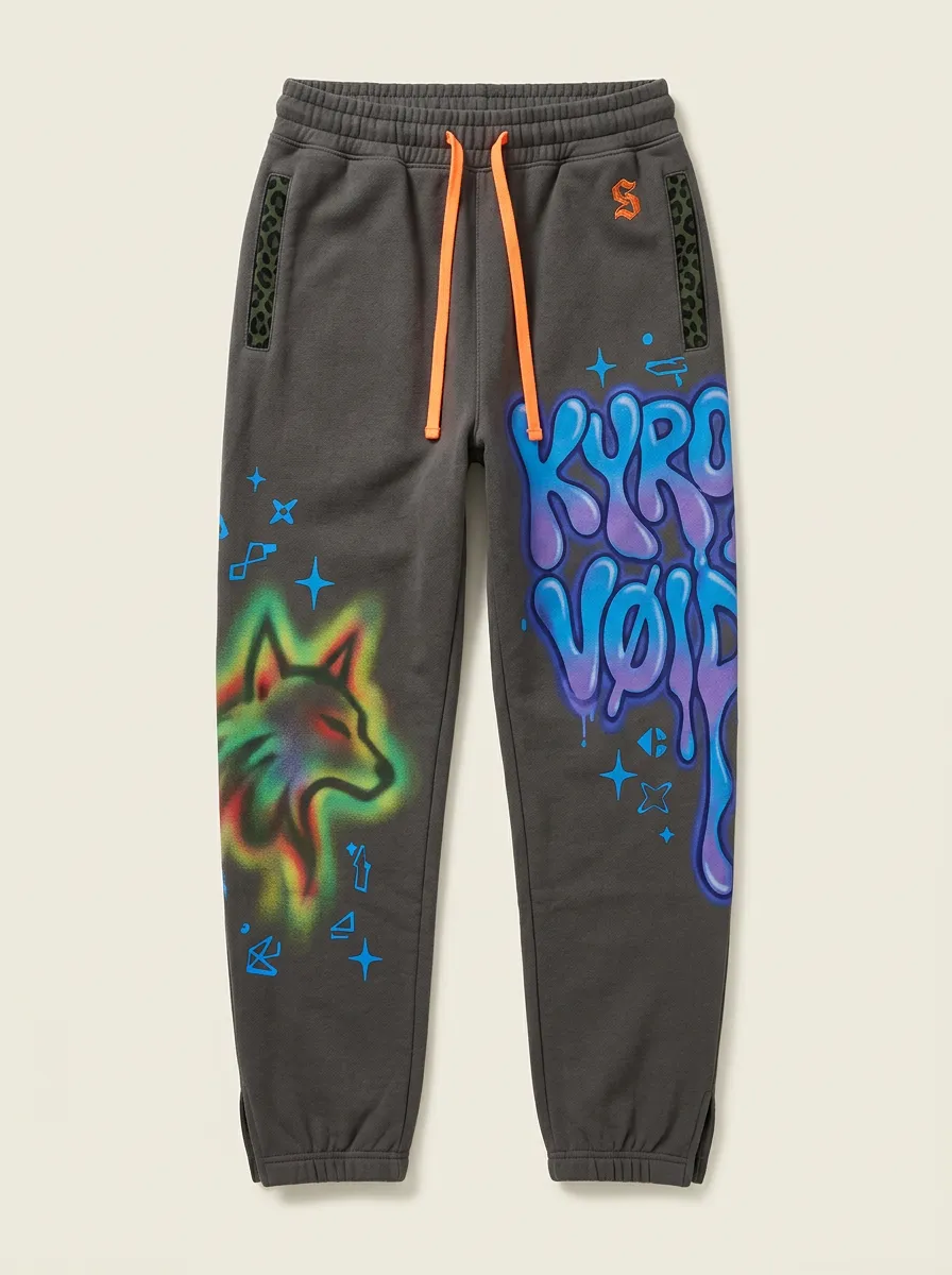 Men's Streetwear Wolf Graffiti Airbrush Printed Joggers