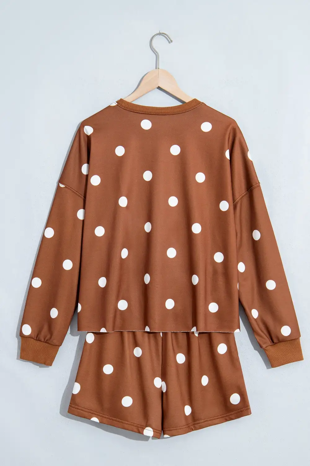 Women's Polka Dot Raw Hem Relaxed Pullover Loose Skort Two Piece Coordinated Set