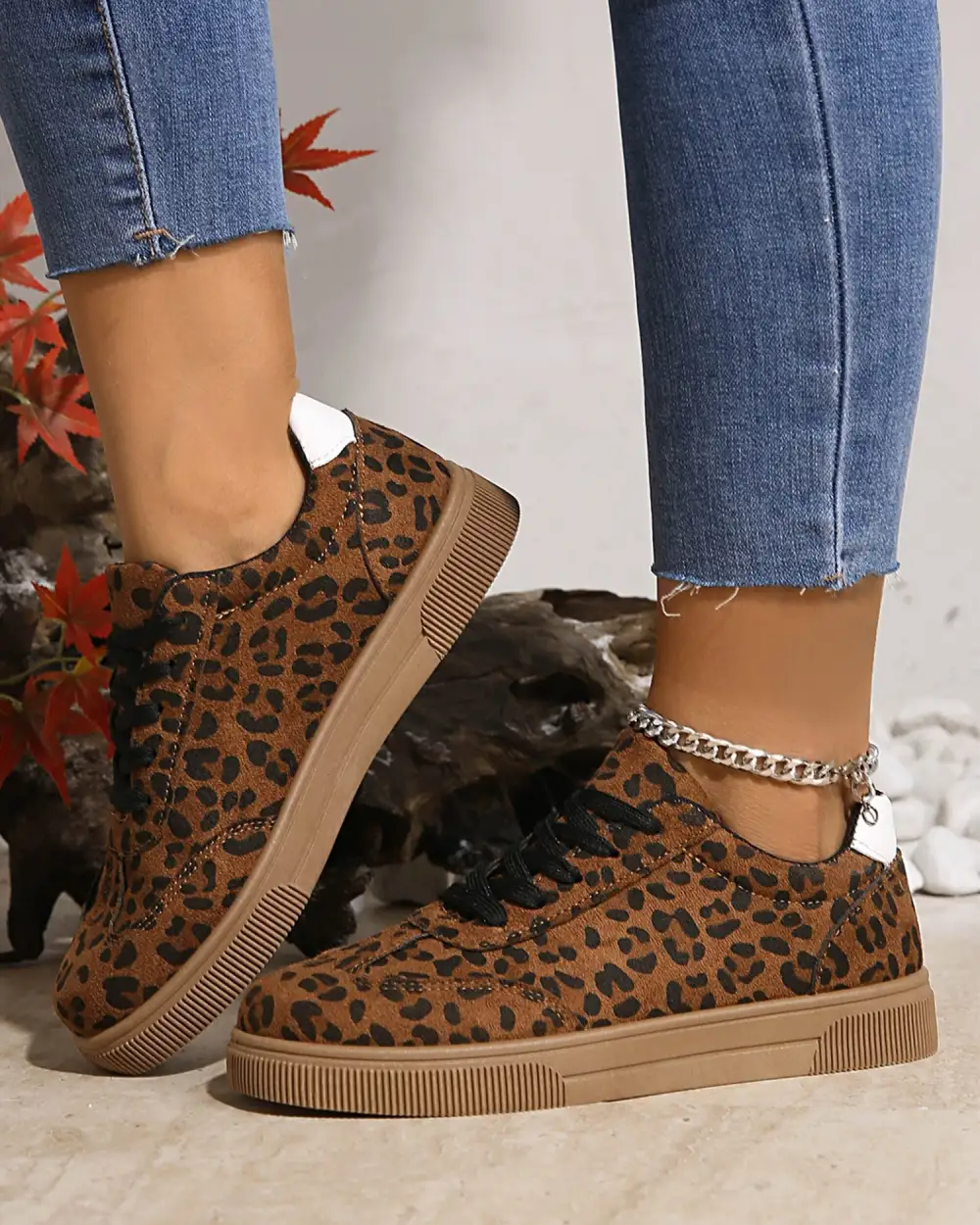 Patchwork Lace Up Casual Sneakers