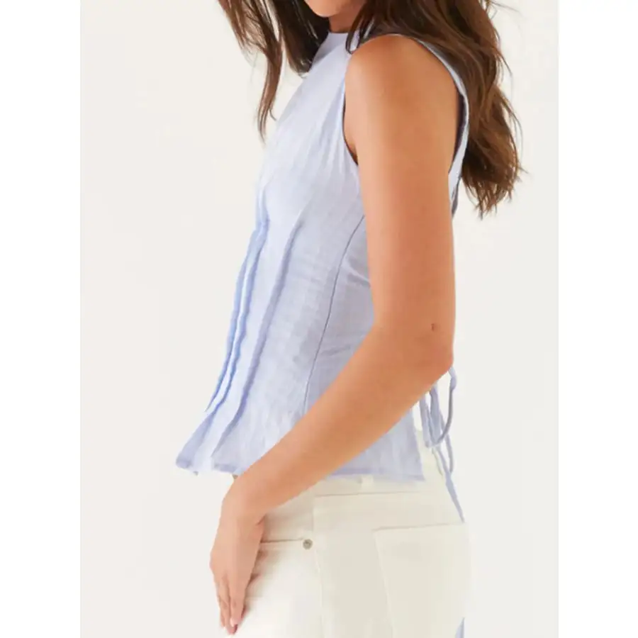 Back Lace Up Sleeveless Top With Cinched