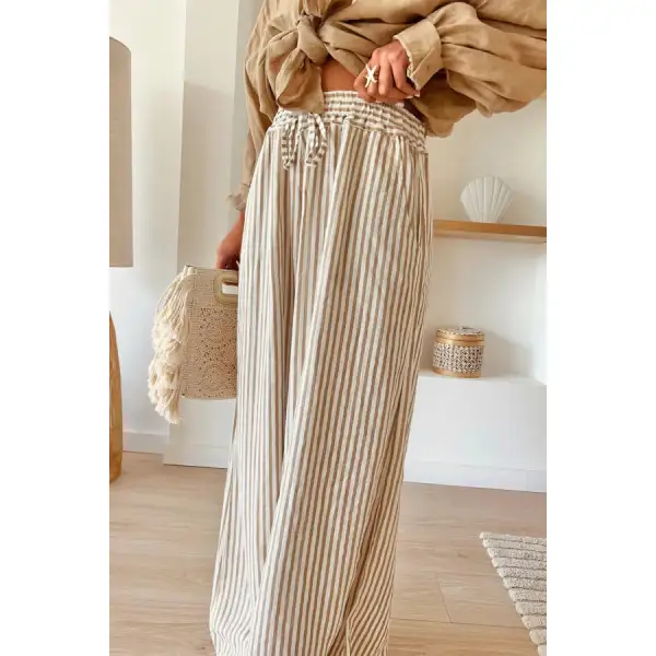 Casual Plus Size Striped Wide Leg Pants