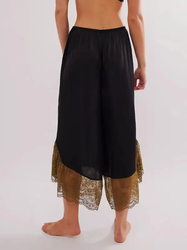 Relaxed Lace Detail Wide Leg Pants