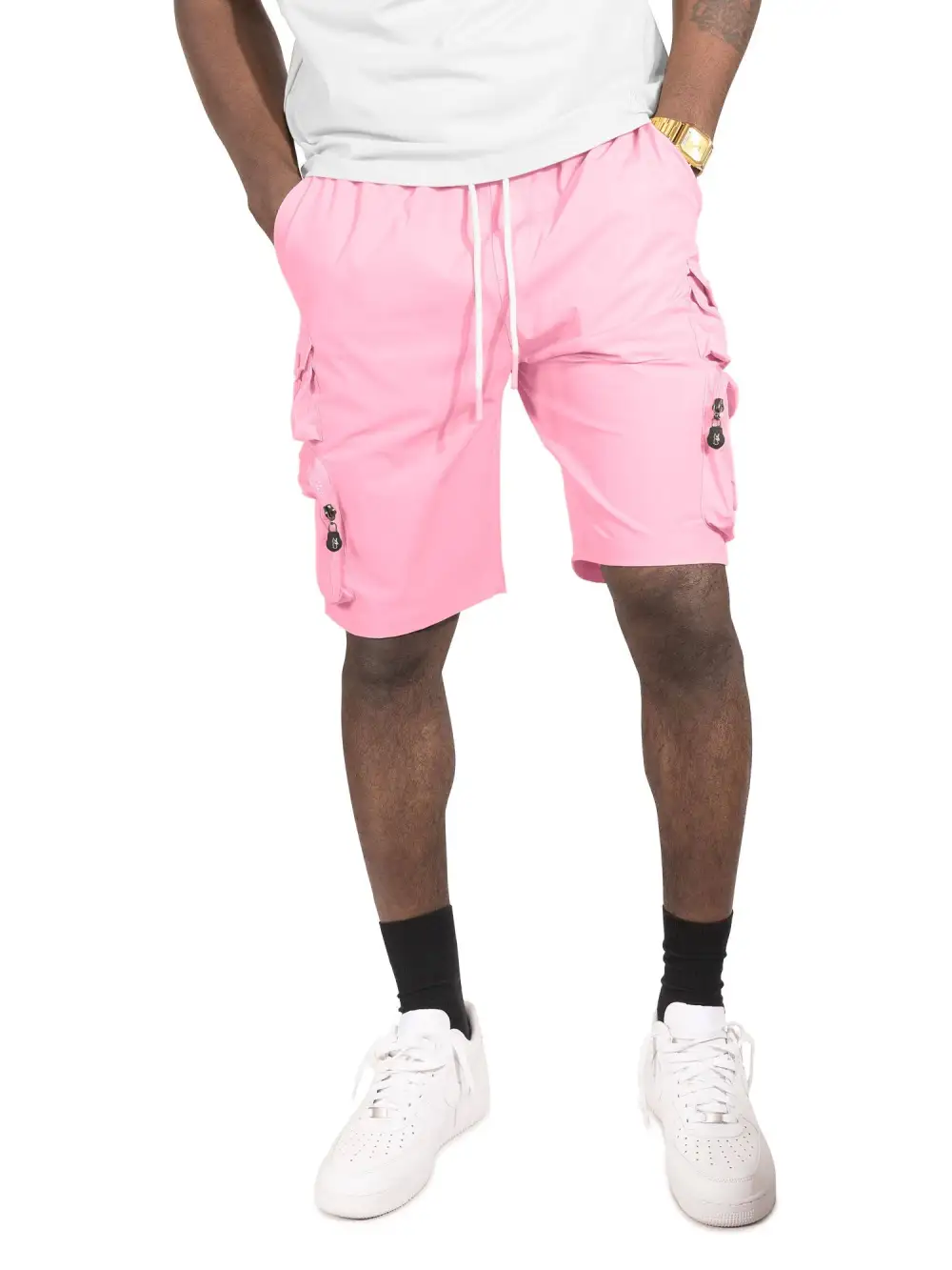 Pocketed Nylon Spandex Cargo Shorts