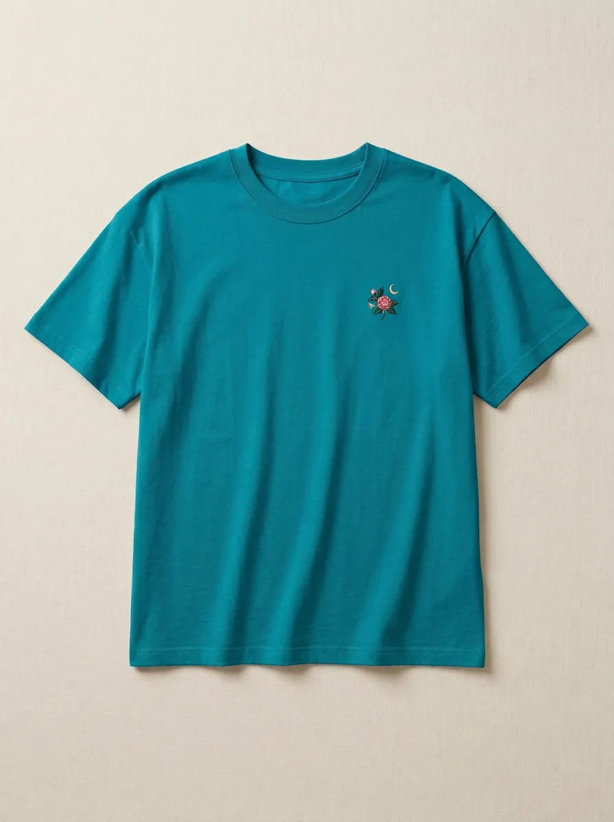 Women's Floral Rose Embroidered Crewneck T-Shirt