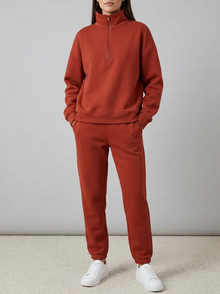 Women's Quarter-Zip Pullover & Joggers Set