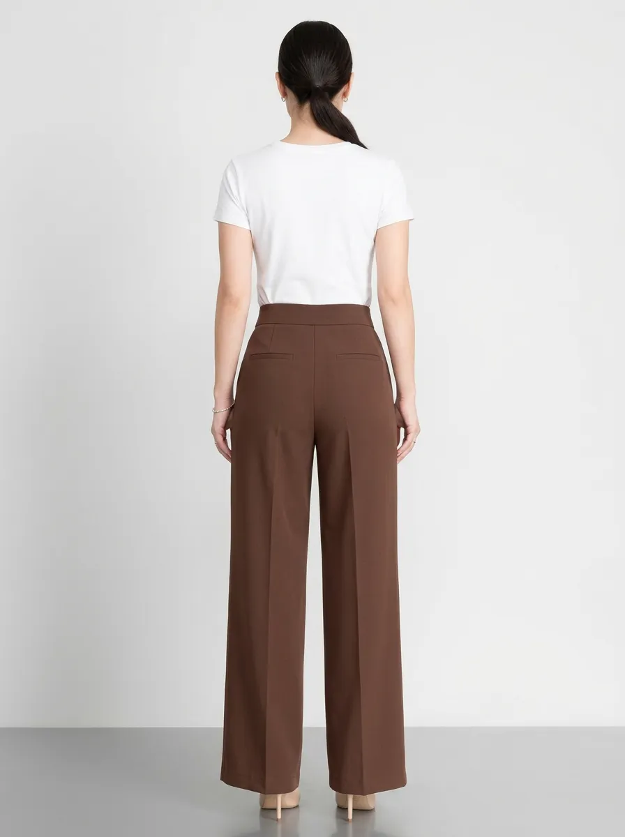 Women's Pressed-Crease High-Rise Wide-Leg Trousers