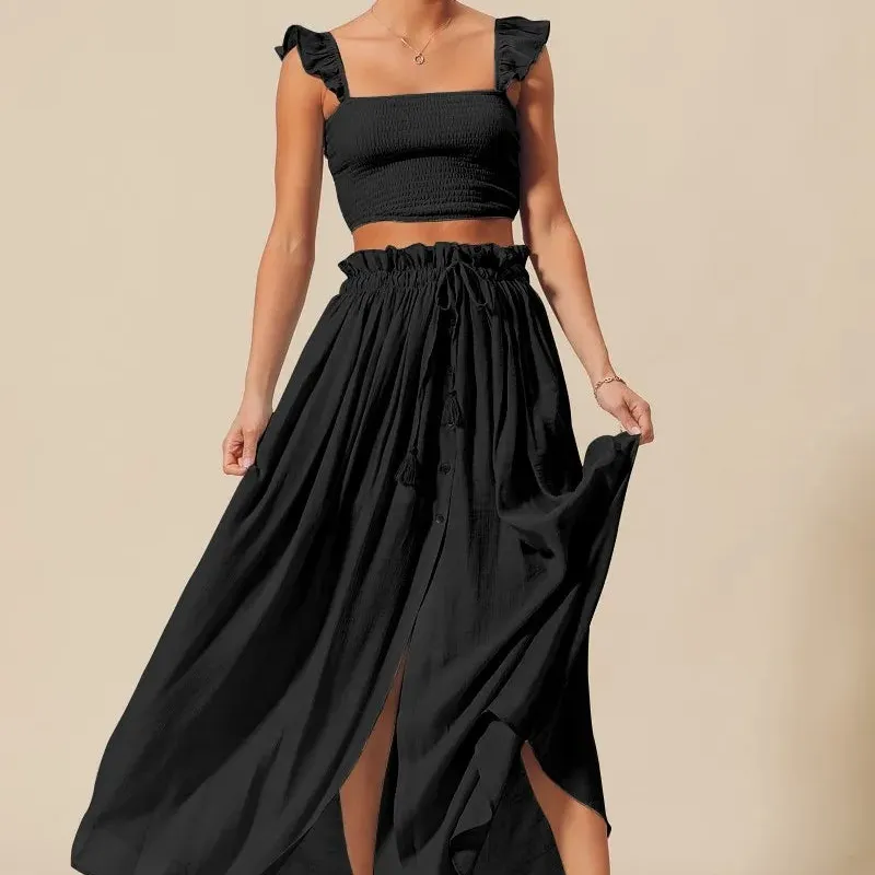 Smocked Top and Flowy Maxi Skirt Set
