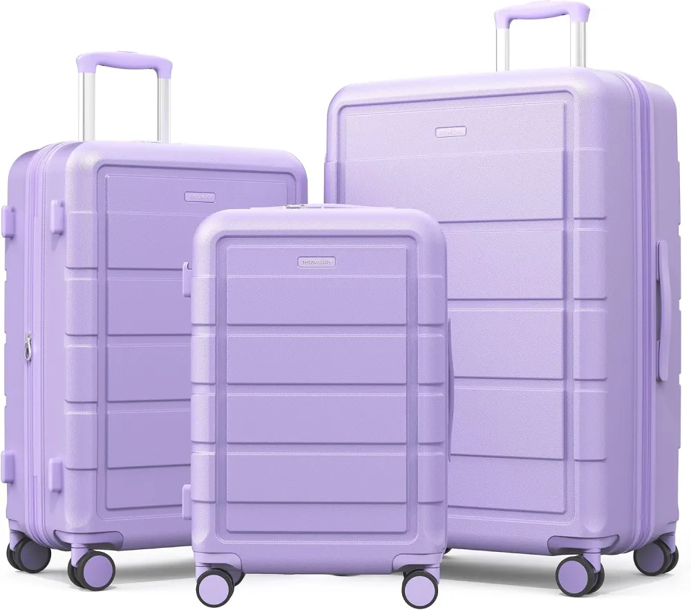 SHOWKOO G-Series Luggage set 3pcs, 100% PC Durable Hardshell Suitcase