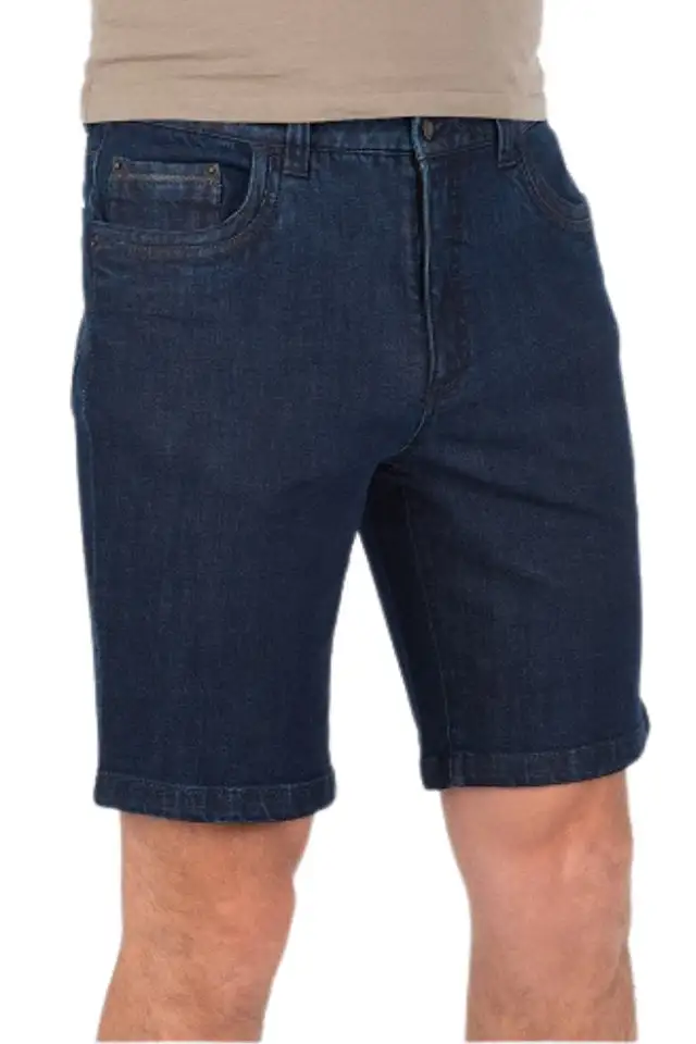 Zip Fly Polyester Denim Shorts