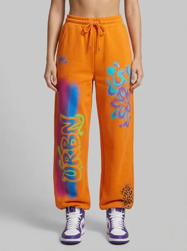 Unisex Modern Streetwear Graffiti Floral Leopard Sweatpants