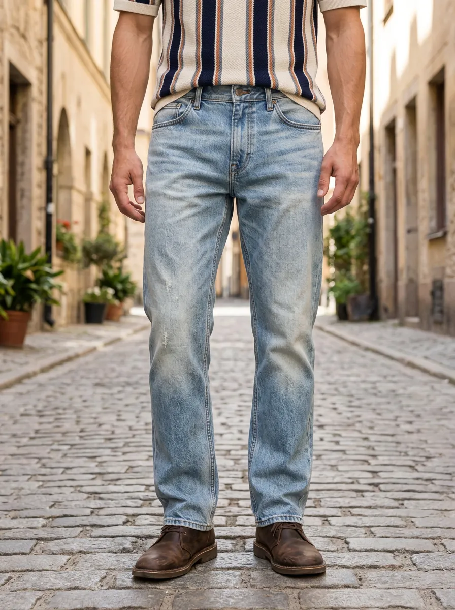 Men's Five Pocket Detail Distressed Jeans