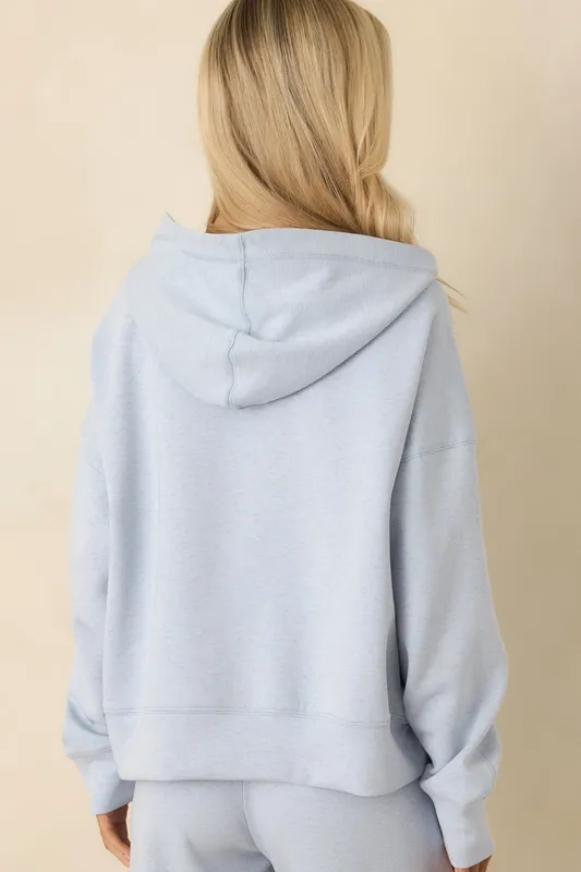 Light Blue Half-Zip Hoodie Sweatshirt