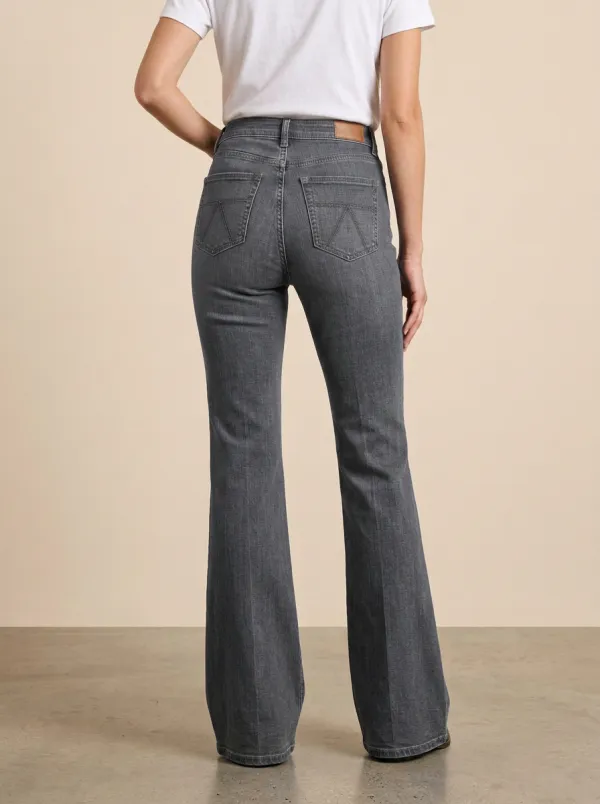 Embroidered Pockets High Rise Flare Jeans