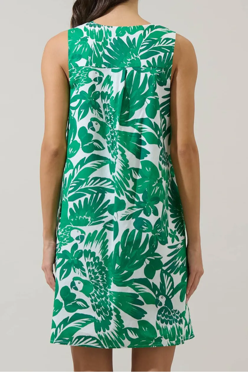 Tropical Cotton Shift Mini Dress