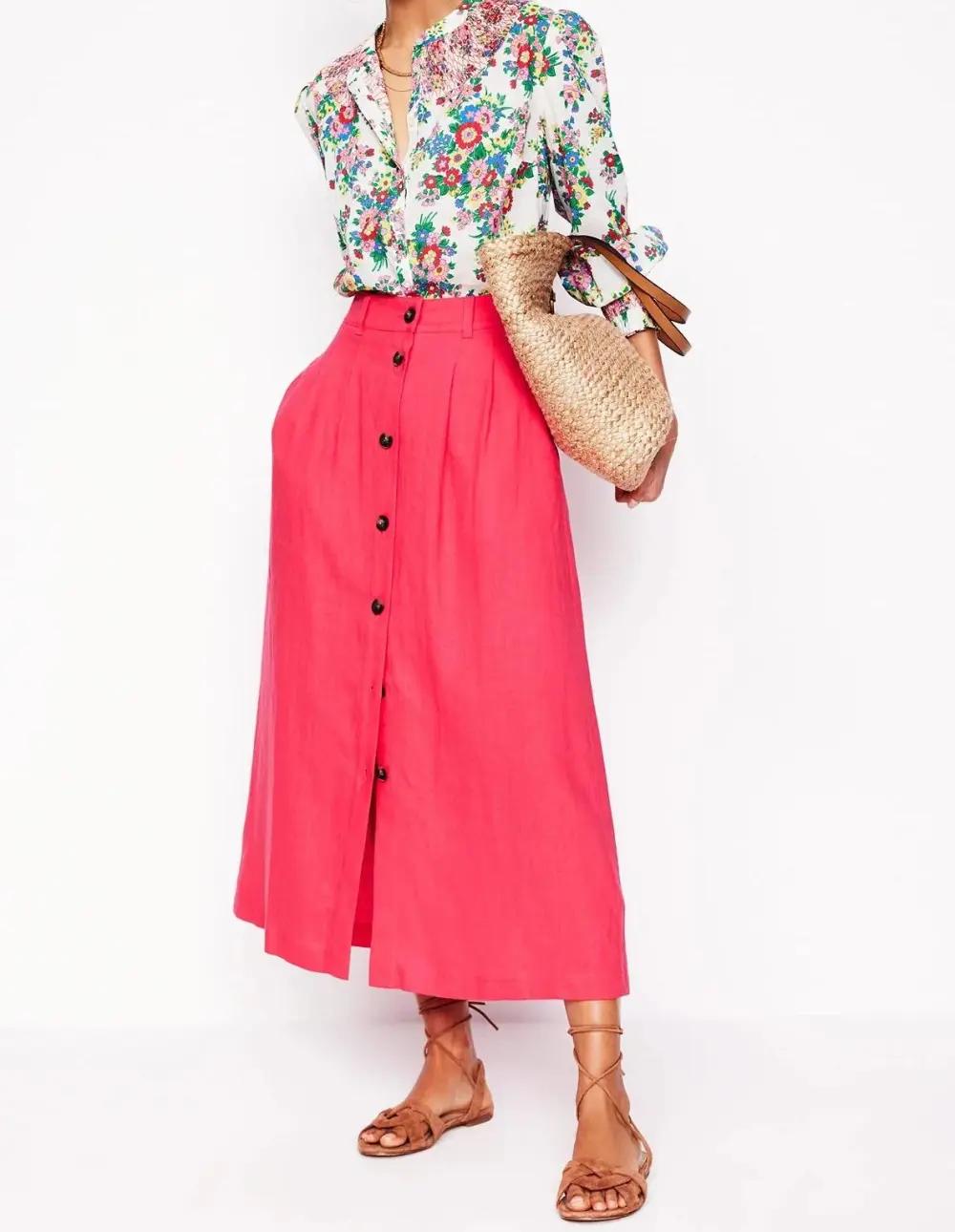 Thomasina Linen Midi Skirt