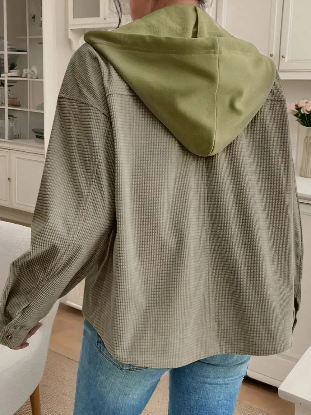 Thermal Knit Textured Hooded Jacket Easy Layering Piece