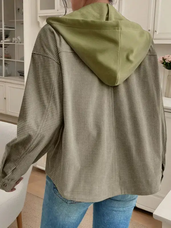 Thermal Knit Textured Hooded Jacket Easy Layering Piece