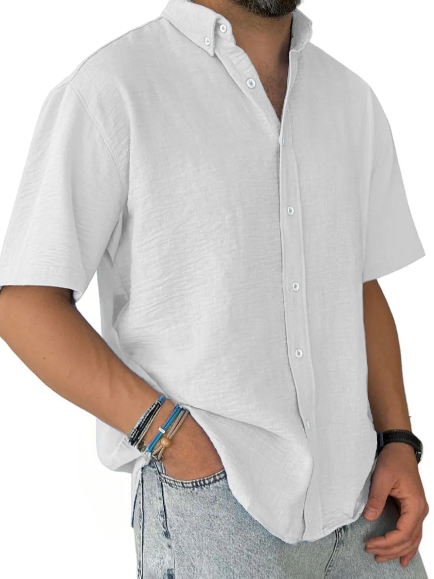 Short Sleeve Pleated Front Shirt